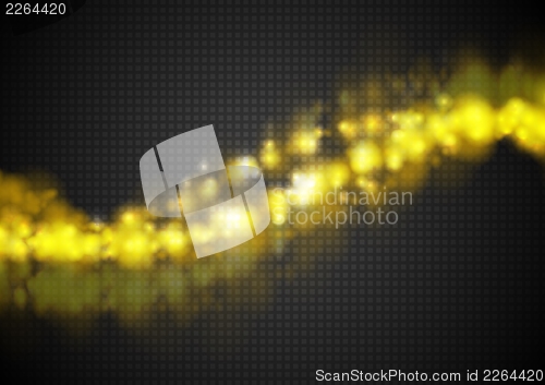 Image of Shiny yellow waves on the dark background