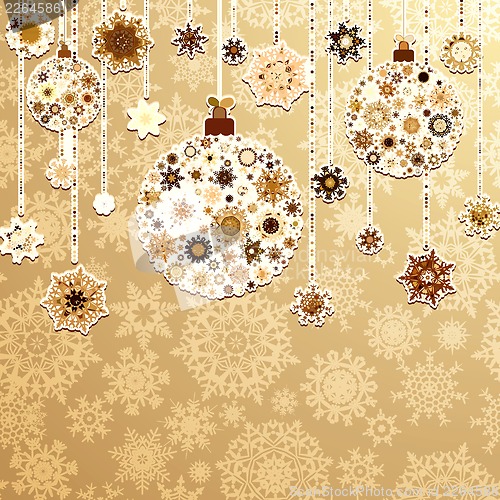 Image of Beige background with christmas balls. EPS 8