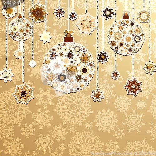 Image of Beige background with christmas balls. EPS 8