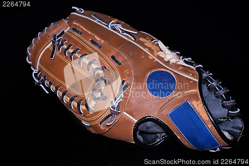Image of baseball glove on black 