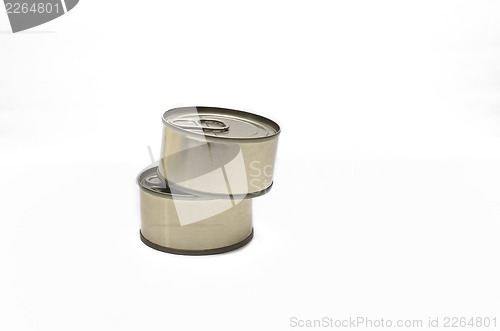 Image of Two tin with food isolated