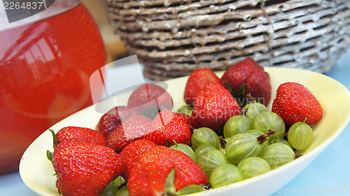 Image of Fresh juicy strawberry and gooseberry 