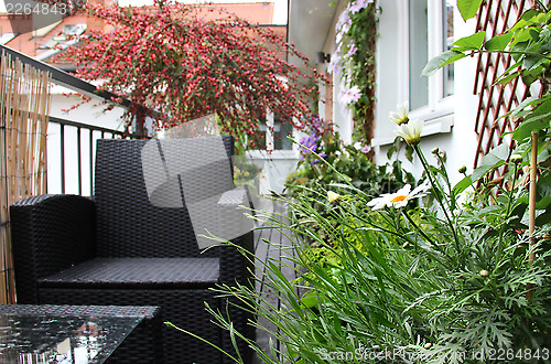 Image of Modern terrace with a lot of flowers