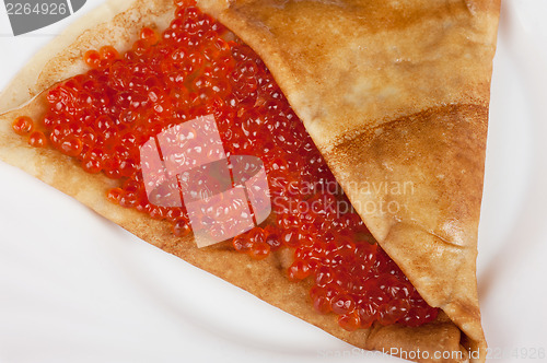 Image of Pancake with red caviar