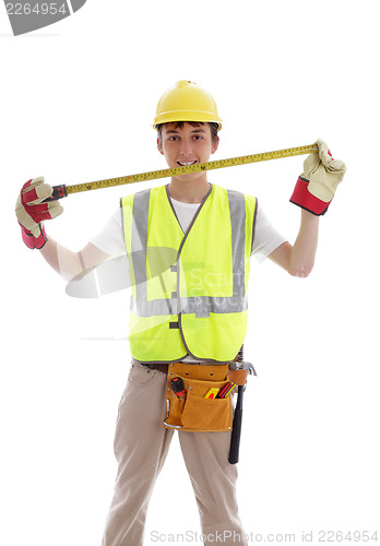 Image of Smiling builder or carpenter