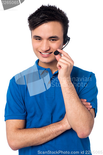 Image of Happy young customer support executive