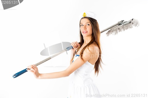 Image of Sexy sailor with mop