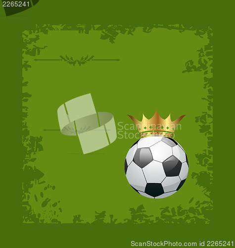 Image of Football retro grunge card with ball and crown