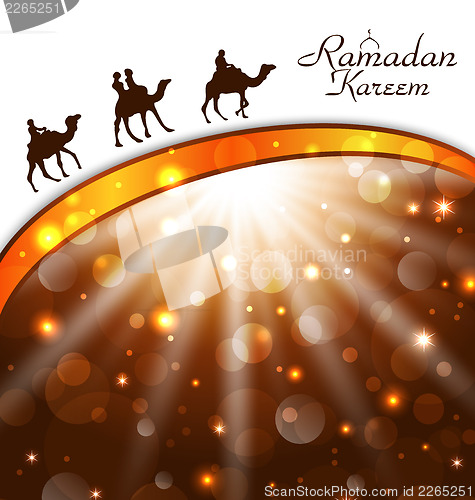 Image of Celebration card with camels for Ramadan Kareem 