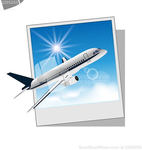 Image of Photo frame with plane isolated on white background