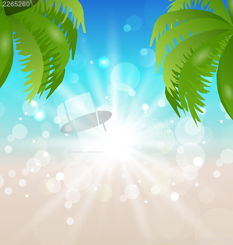 Image of Summer holiday background with sunlight and palmtree