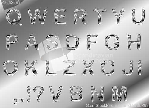 Image of vector set of silver metallic fonts