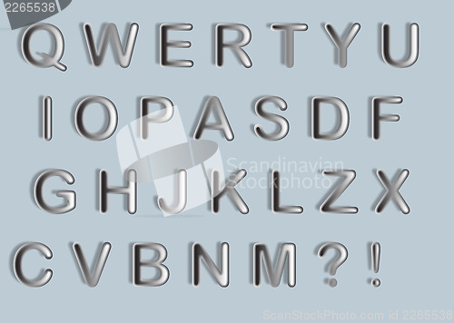 Image of vector set of silver metallic fonts