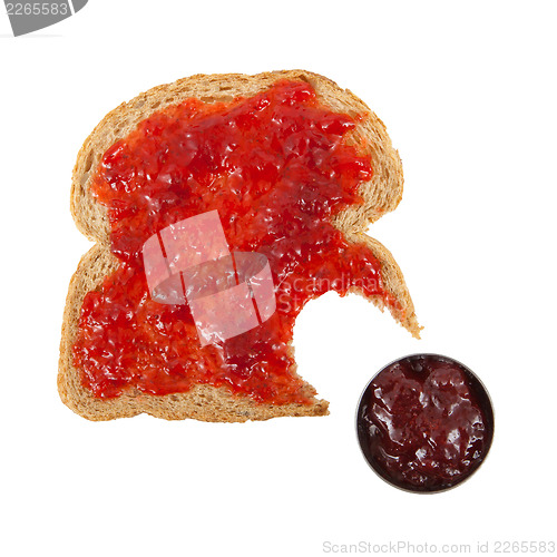 Image of Slice of brown bread with jam 