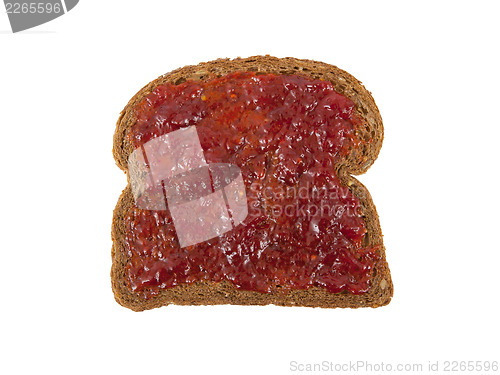 Image of Slice of brown bread with jam 