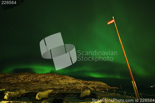 Image of Flag and Aurora