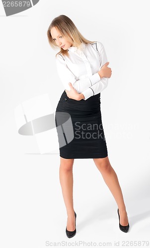 Image of positive business woman smiling