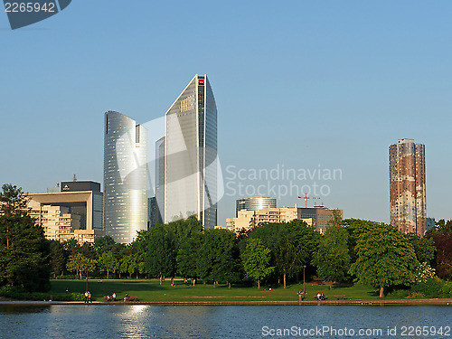 Image of La Defense Skyscrapers seen from Nanterre park, Paris june 2013