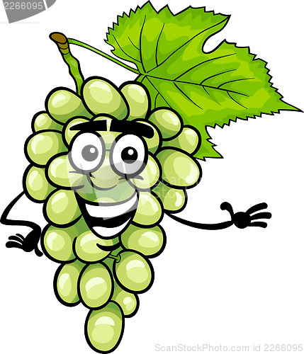 Image of funny white grapes fruit cartoon illustration