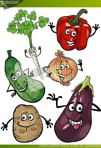 Image of vegetables cartoon illustration set