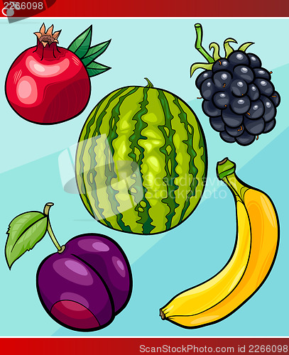 Image of fruits set cartoon illustration