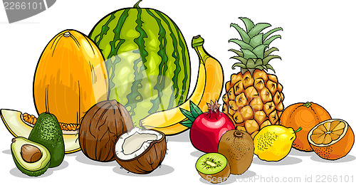 Image of tropical fruits cartoon illustration