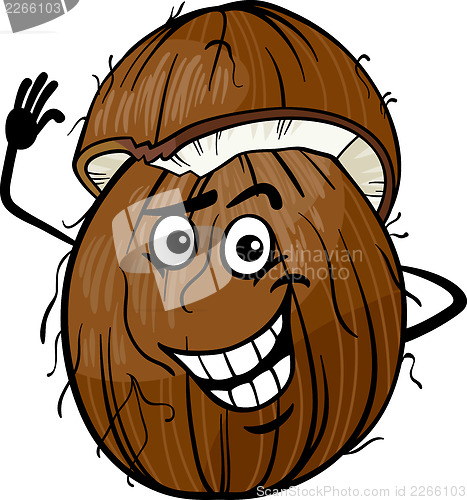 Image of funny coconut fruit cartoon illustration