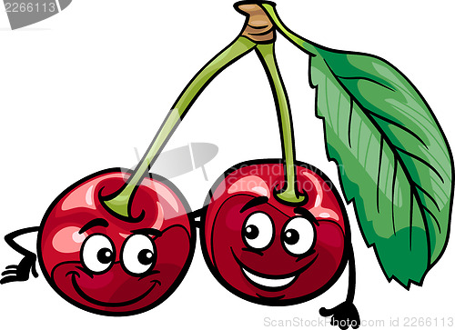Image of funny cherry fruits cartoon illustration