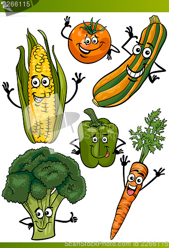 Image of vegetables cartoon illustration set