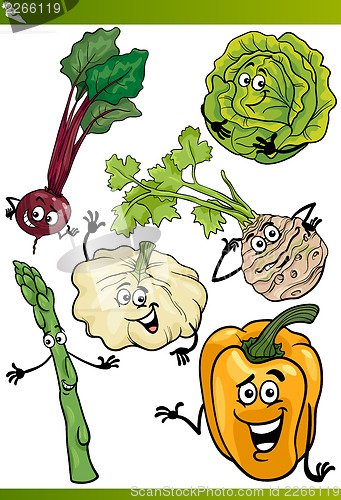 Image of vegetables cartoon illustration set