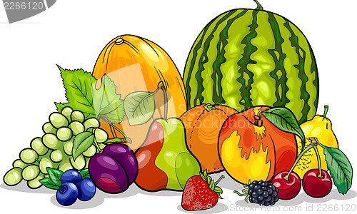Image of fruits group cartoon illustration