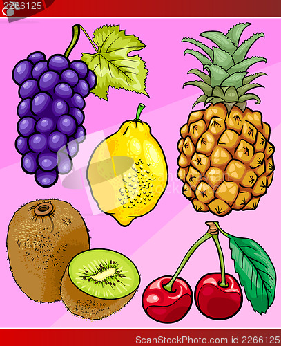 Image of fruits set cartoon illustration