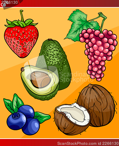 Image of fruits set cartoon illustration