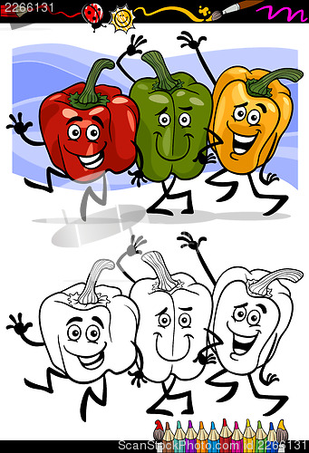 Image of vegetables group cartoon for coloring book