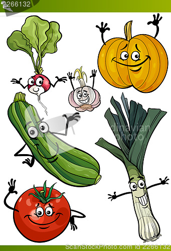 Image of vegetables cartoon illustration set