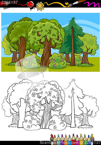 Image of trees and forest cartoon for coloring book