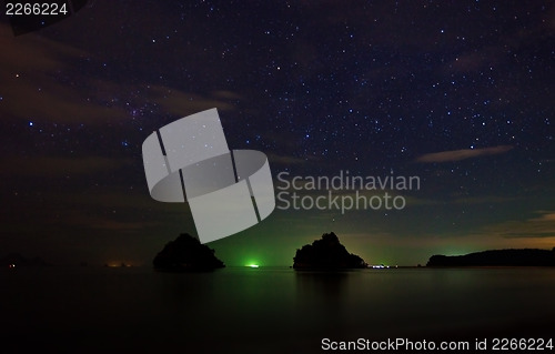 Image of Night landscape - rocks in Krabi, Thailand