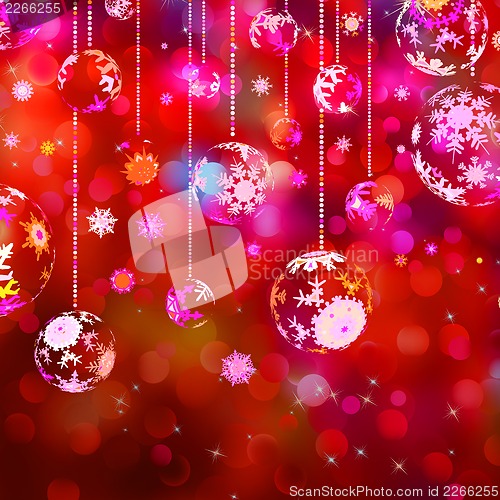 Image of Christmas baubles on red sparkly. EPS 10