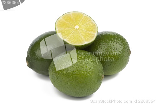 Image of Fresh limes Isolated on white