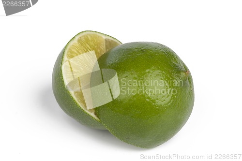 Image of Fresh limes Isolated on white
