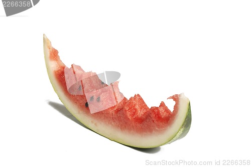 Image of slice of watermelon with bites, saved with clipping path