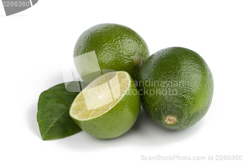 Image of Fresh limes Isolated on white