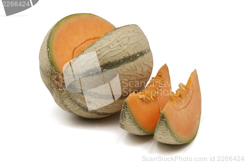 Image of sliced melon isolated on white background