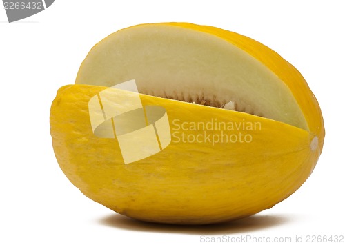 Image of sliced melon isolated on white background