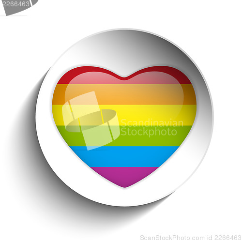 Image of Gay Flag Heart Striped Sticker