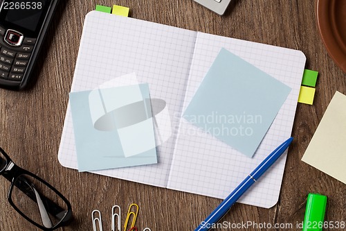 Image of Notebook and office supplies