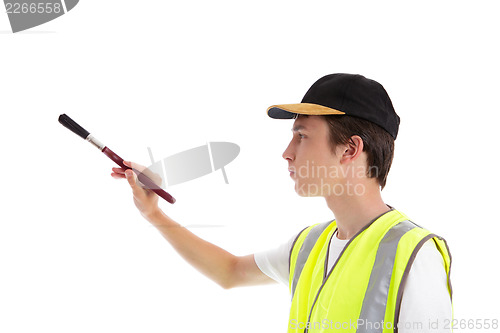 Image of Painter decorator with paint brush