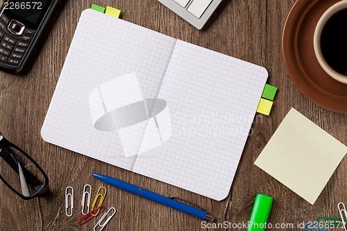 Image of Notebook and office supplies