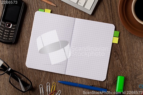 Image of Notebook and office supplies