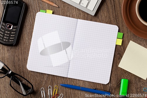 Image of Notebook and office supplies